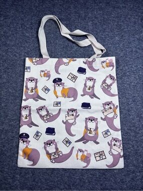 Otter Print Canvas Tote Bag